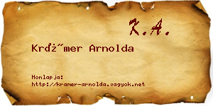 Krámer Arnolda névjegykártya